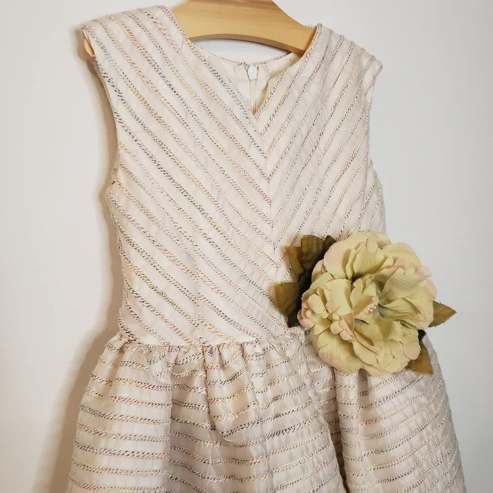 Pippa & Julie 4 Toddler Girl Floral Sleeveless Rainbow Stripe Formal Party Dress